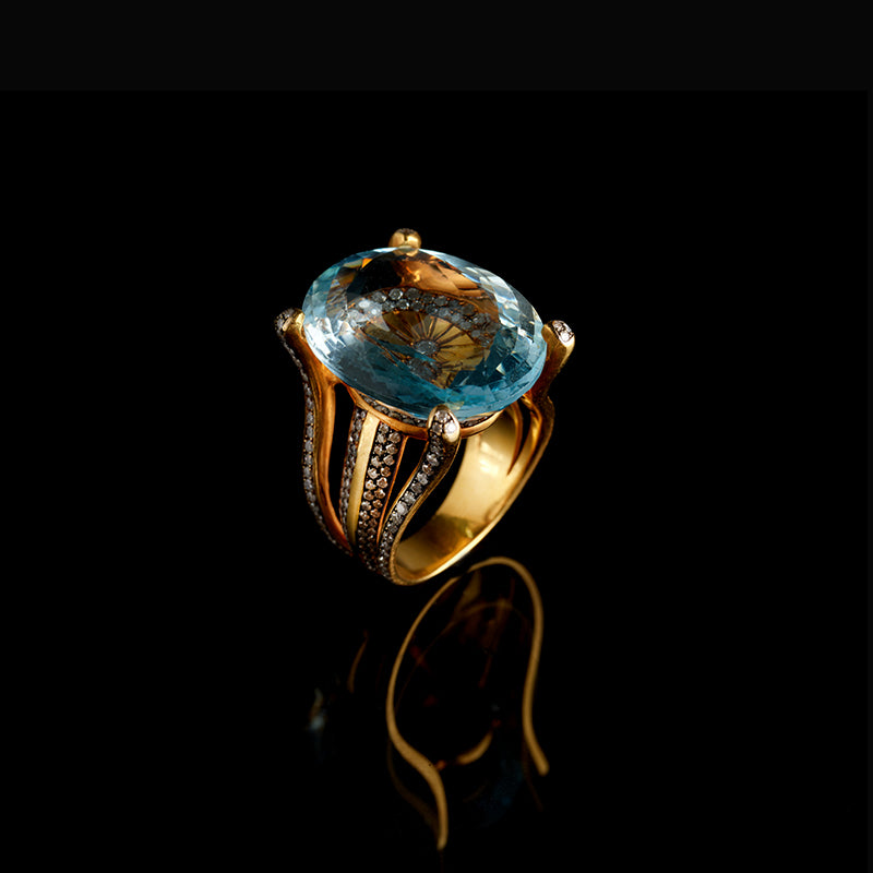 Bague - Aigue-Marine - Diamants