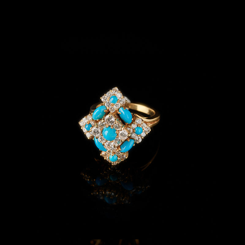 Ring - Turquoises - Diamonds