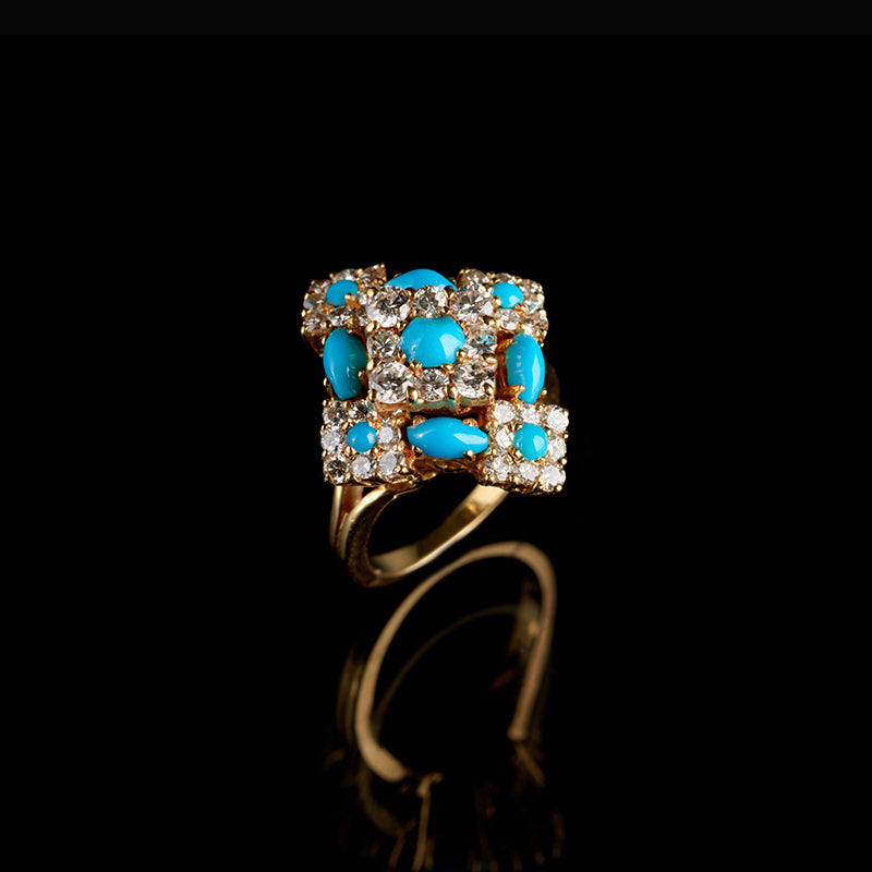 Ring - Turquoises - Diamonds