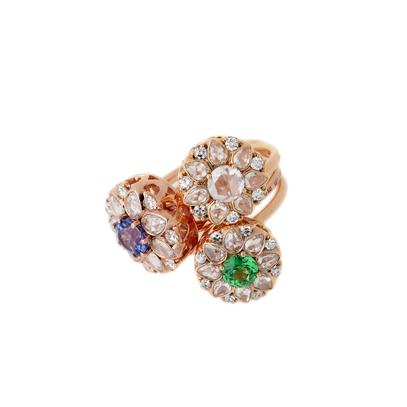Beirut Rosace Bague - Tsavorite - Diamants
