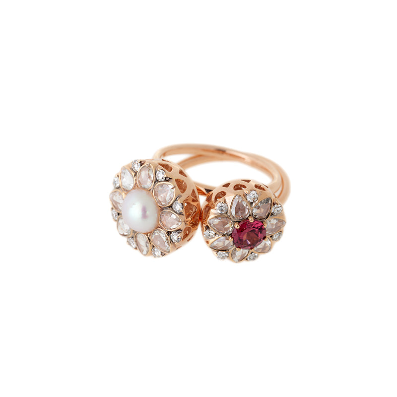 Beirut Rosace Bague - Perle - Diamants