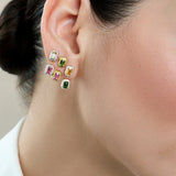 Mina Boucle d'oreille Jaune - Tourmalines Vertes & Roses