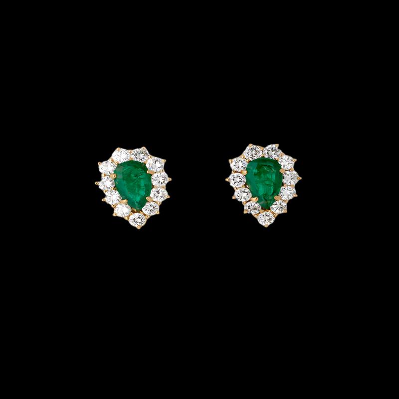 Boucles d'oreilles - Émeraudes - Diamants