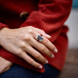 Gemma Ring - Aquamarine - Rhodolites
