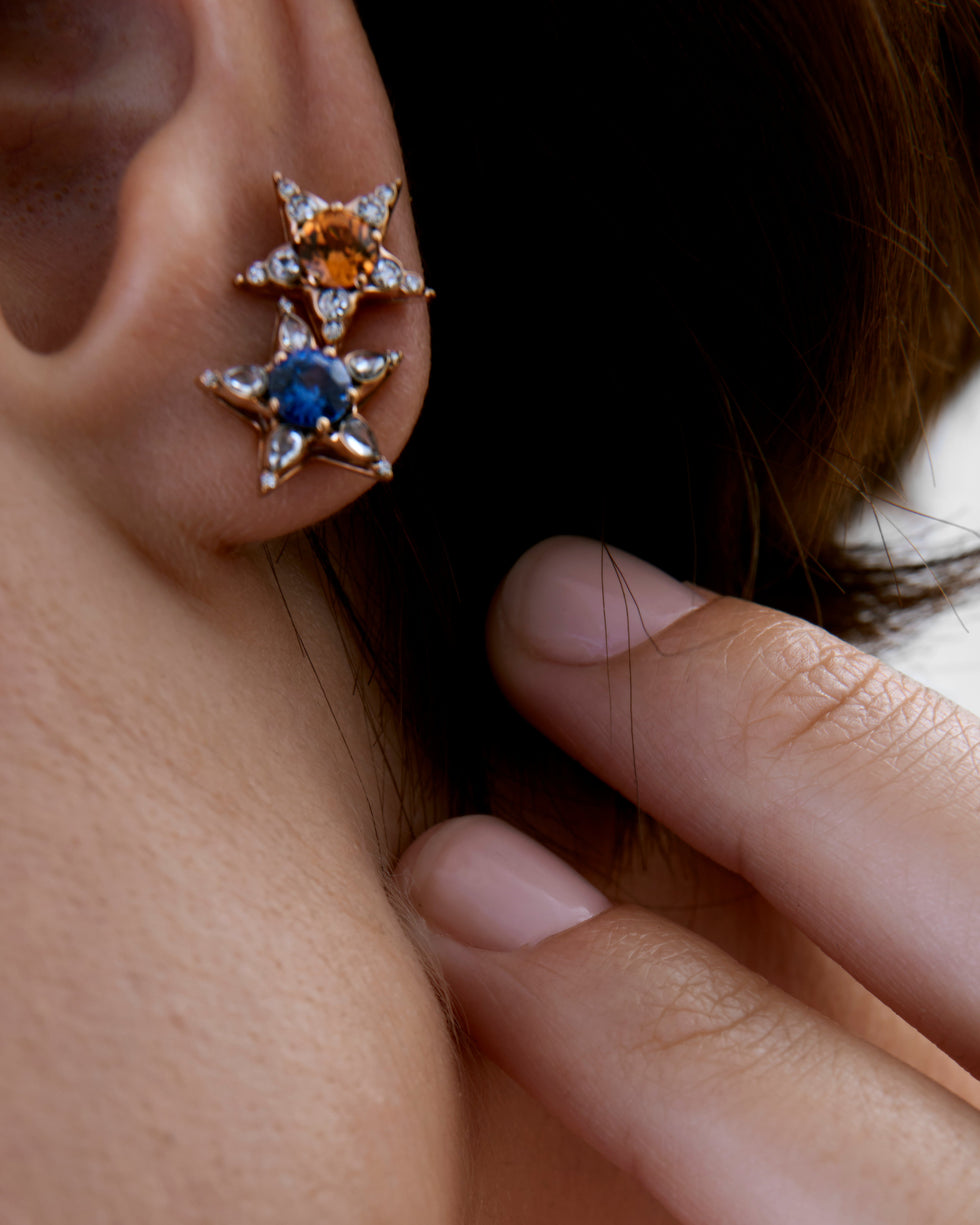 Istanbul Earring - Blue Sapphire - Diamonds