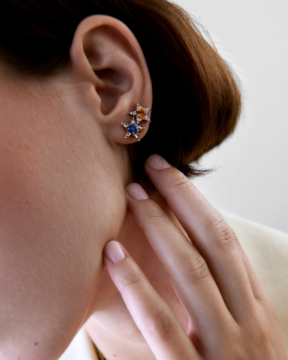 Istanbul Earring - Blue Sapphire - Diamonds