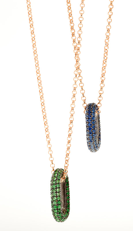 Link Pendant - Blue Sapphires