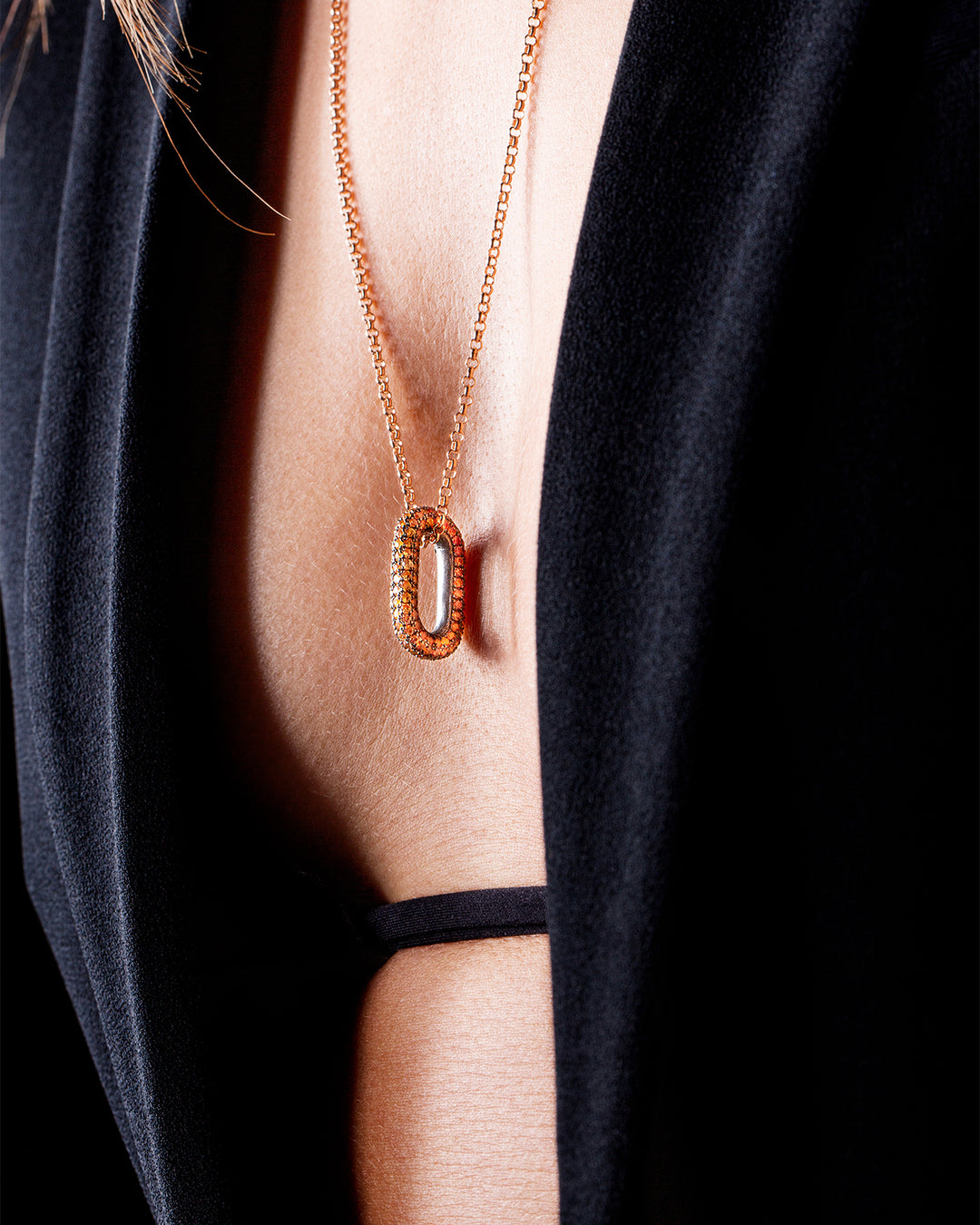 Link Pendentif - Saphirs oranges