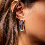 Link Earring - Colored Sapphires - Tsavorites