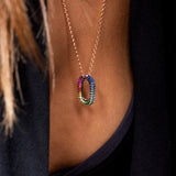 Link Pendant - Colored Sapphires - Tsavorites