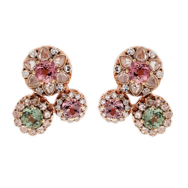 Beirut Rosace Earrings - Tourmalines - Diamonds
