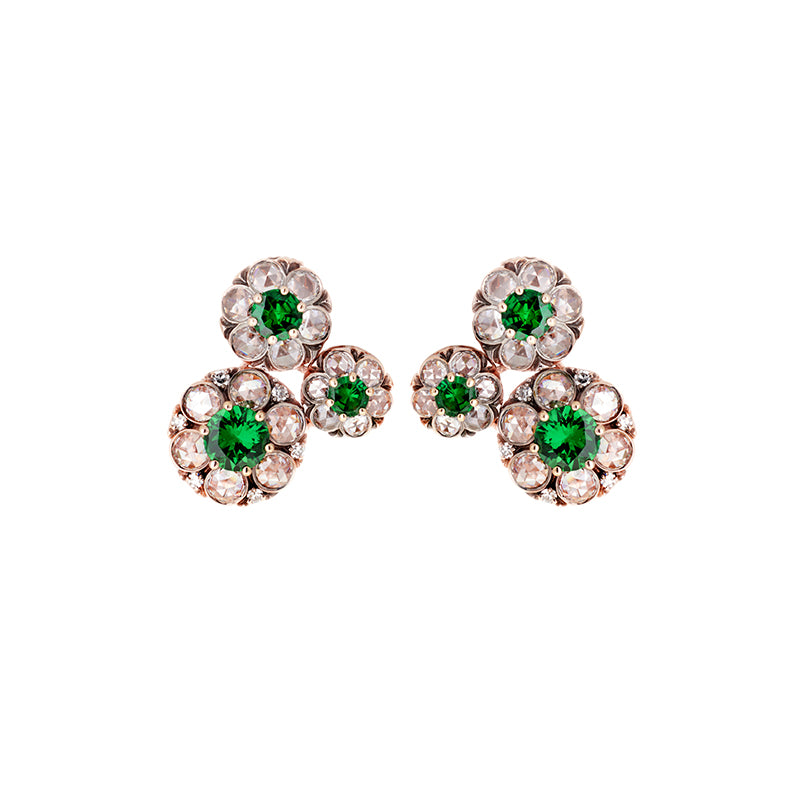 Beirut Rosace Earrings - Tsavorites - Diamonds