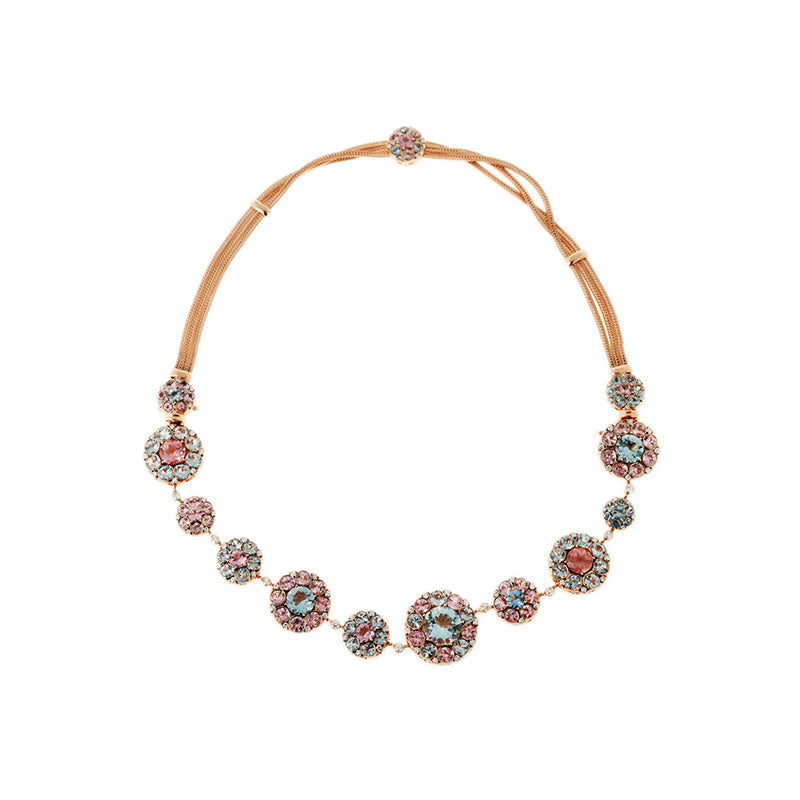 Beirut Rosace Necklace - Aquamarines - Morganites - Tourmalines - Diamonds