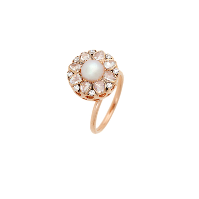 Beirut Rosace Bague - Perle - Diamants