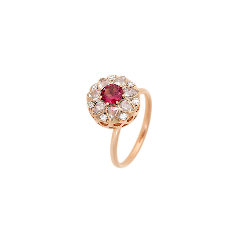 Beirut Rosace Bague - Rhodolite - Diamants