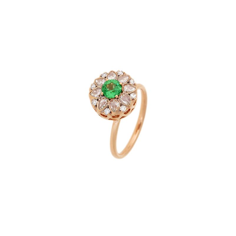 Beirut Rosace Bague - Tsavorite - Diamants