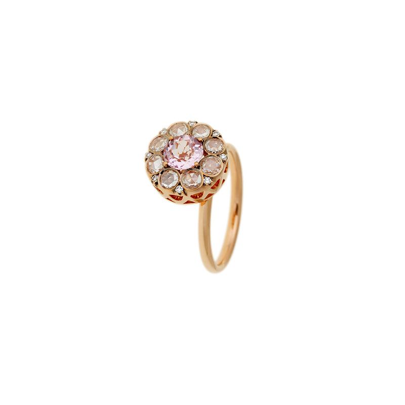 Beirut Rosace Ring - Morganite - Diamonds