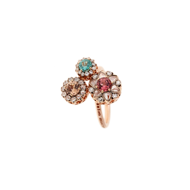 Beirut Rosace Bague - Tourmalines - Diamants