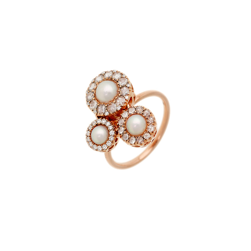 Beirut Rosace Bague - Perles - Diamants