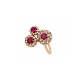 Beirut Rosace Bague - Rhodolites - Diamants