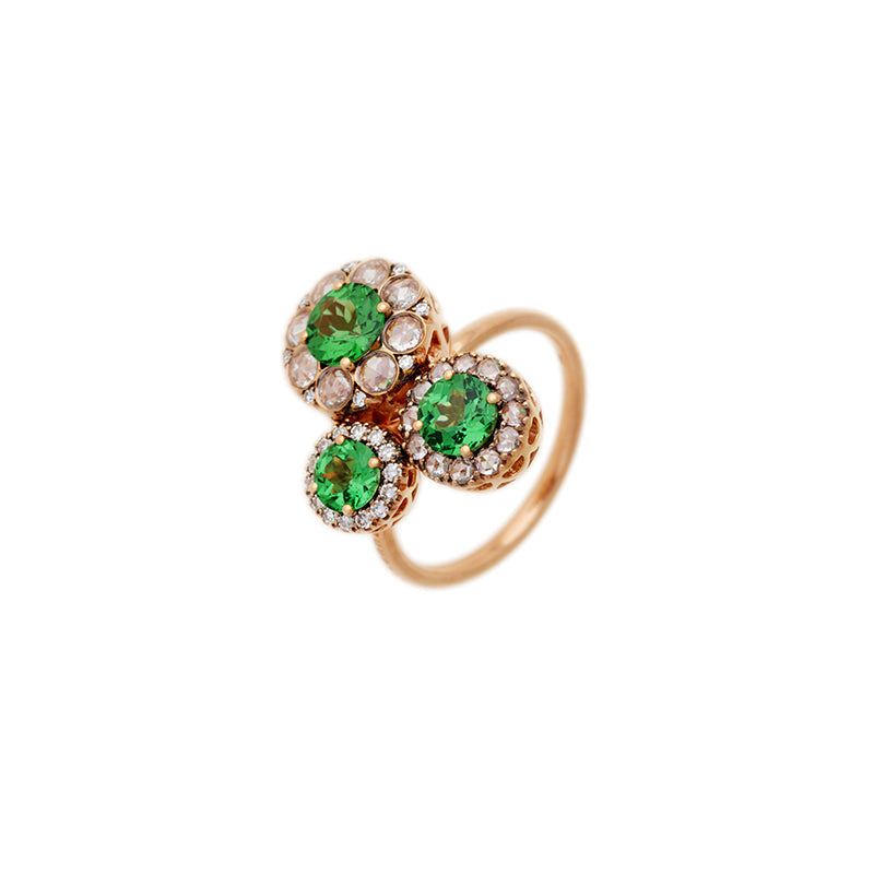 Beirut Rosace Bague - Tsavorites - Diamants