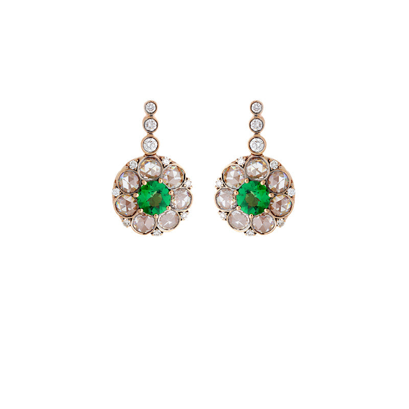 Beirut Rosace Earrings - Tsavorites - Diamonds