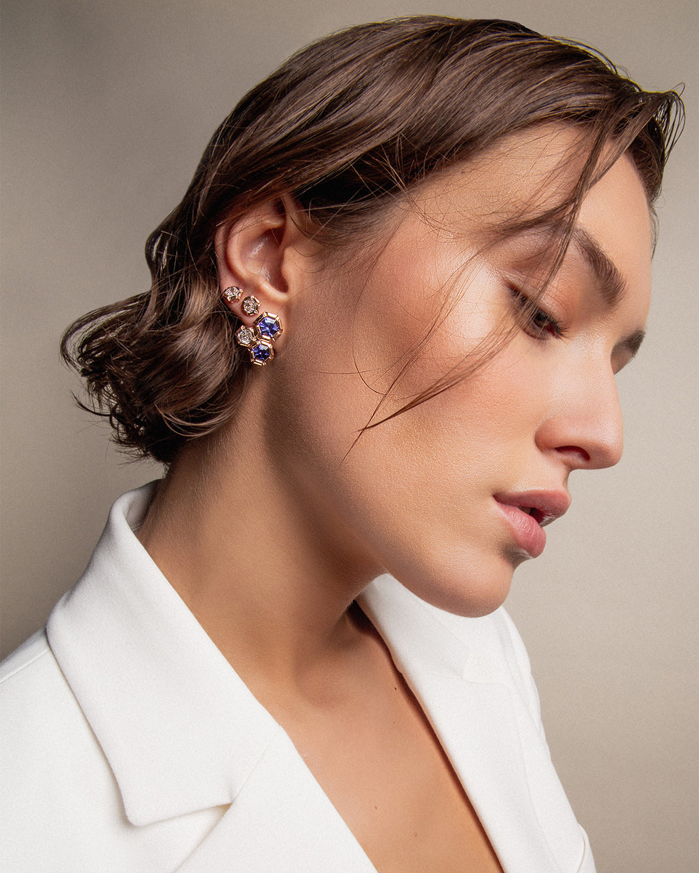 Rose de France Earrings - Tanzanites - Diamonds