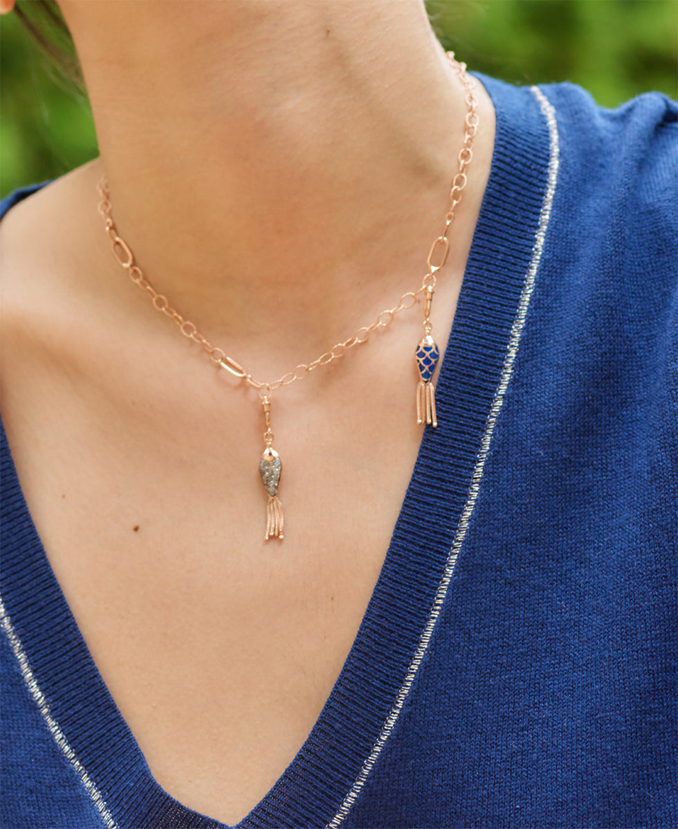 Fish For Love Charm Ivoire - Diamants - Rubis