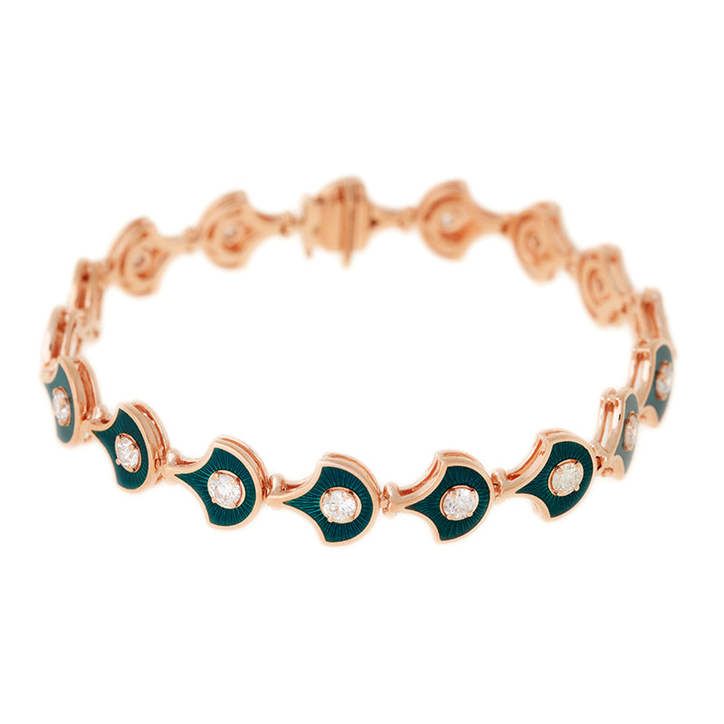 Fish For Love Scales Petrol Bracelet - Diamonds