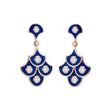 Fish For Love Scales Navy Blue Earrings - Diamonds