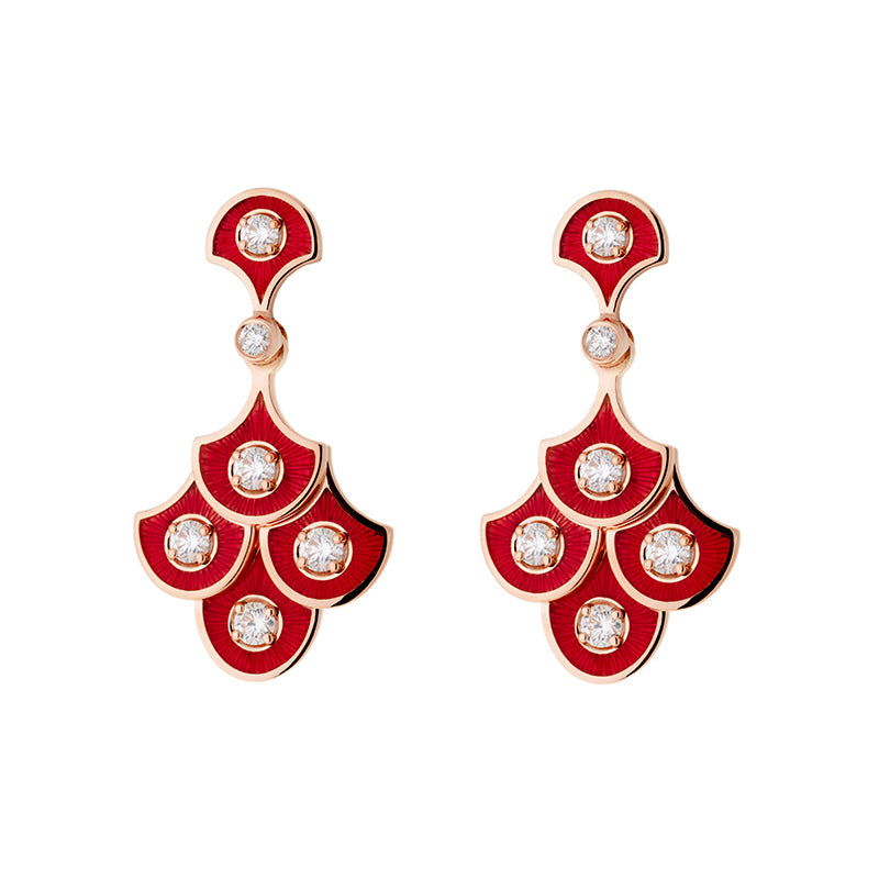 Fish For Love Rouge rouille Boucles d'oreilles - Diamants