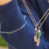 Fish For Love Pendant Ivory & Navy Blue - Rubies