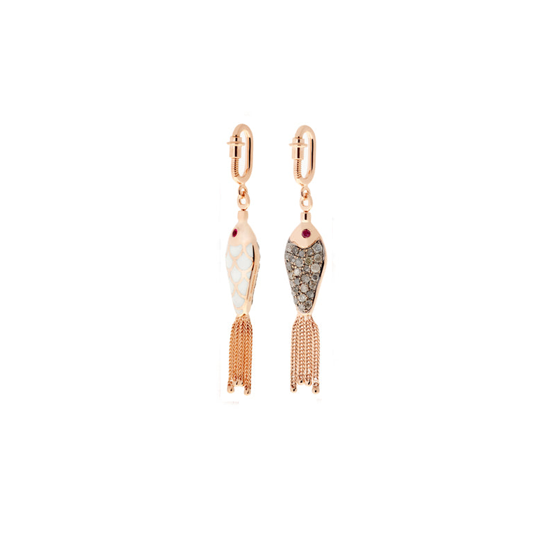 Fish For Love Charm Ivoire - Diamants - Rubis