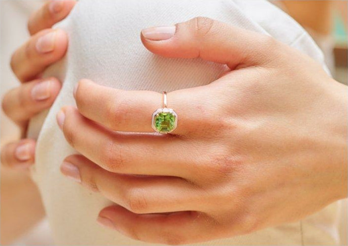 Gemma Ring - Green Tourmaline - Diamonds