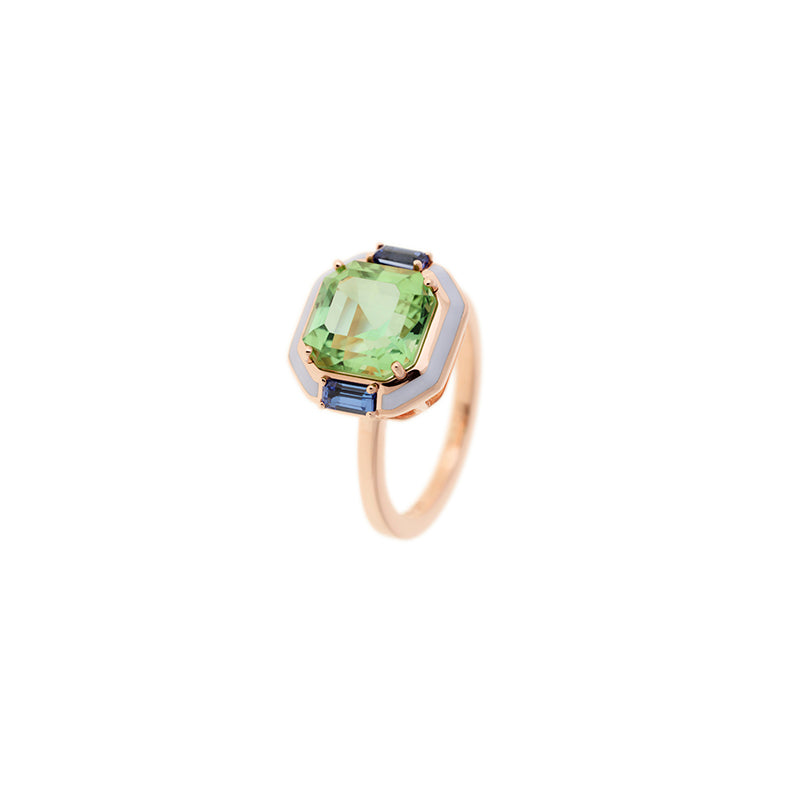 Gemma Ring - Green Tourmaline - Tanzanites