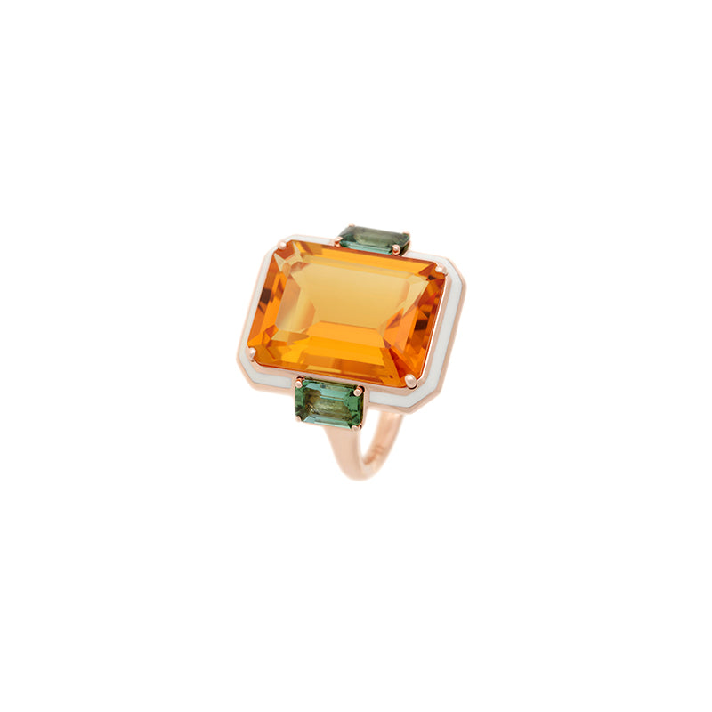 Gemma Bague -  Citrine - Tourmalines Vertes