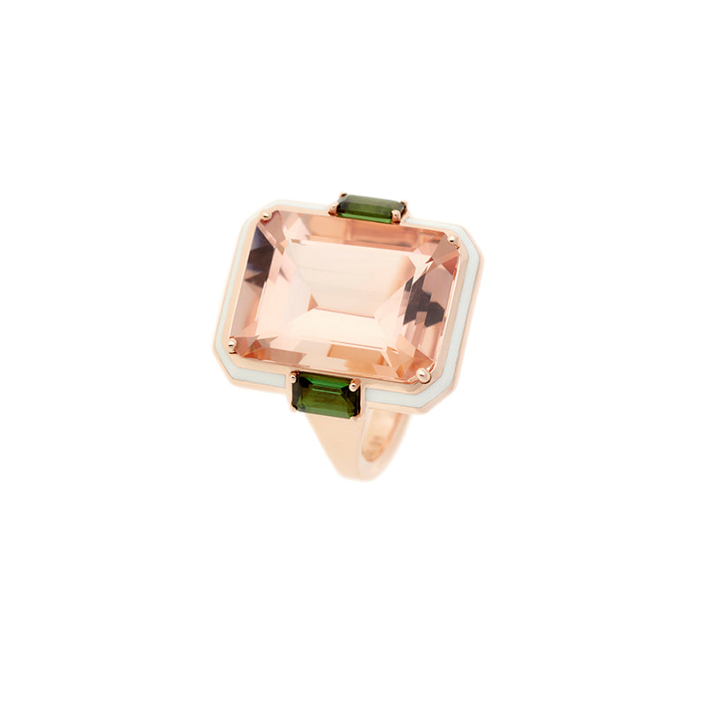 Gemma Bague - Morganite - Tourmalines Vertes
