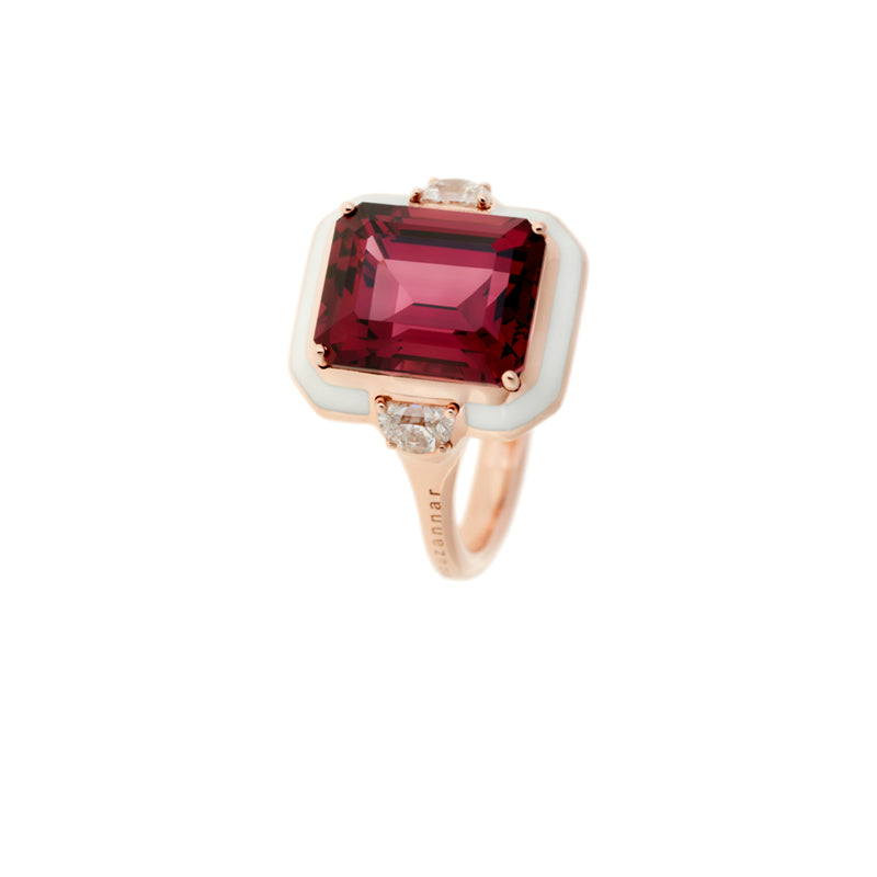 Gemma Bague - Rhodolite - Diamants