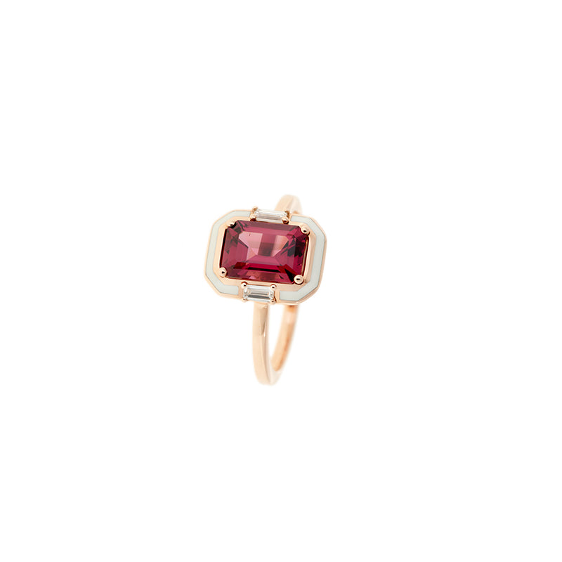 Gemma Bague - Rhodolite - Diamants