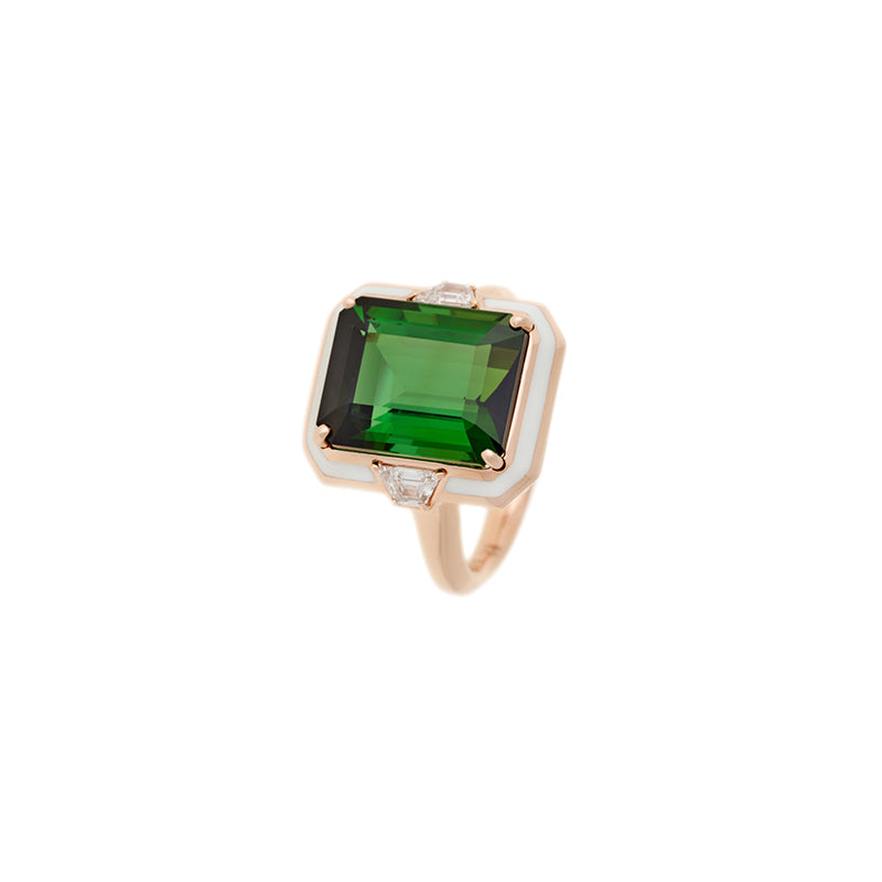 Gemma Ring - Green Tourmaline - Diamonds