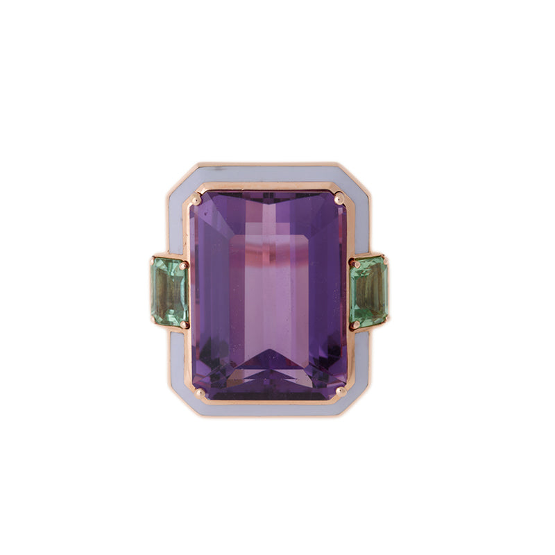 Gemma Bague - Améthyste - Tourmalines vertes