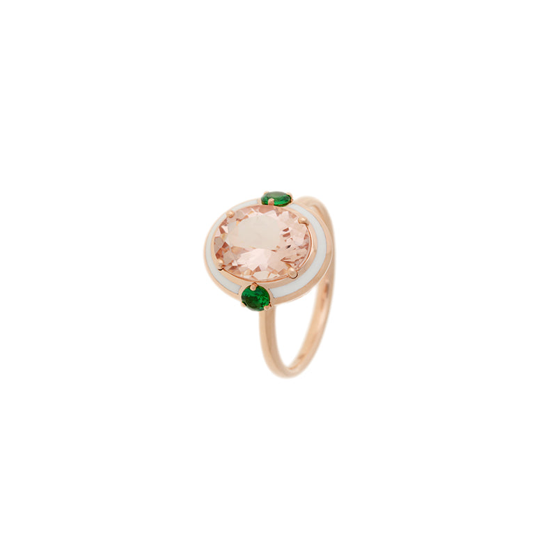 Bague Gemma - Morganite - Tsavorites