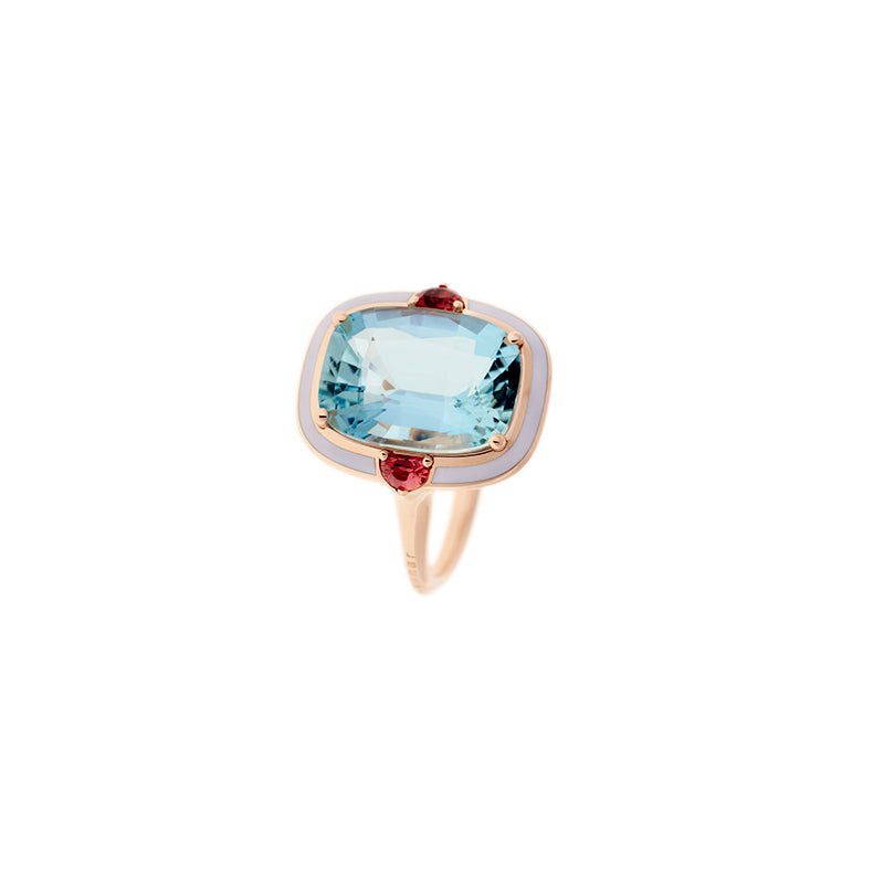 Gemma Bague - Aigue-marine - Saphirs Oranges