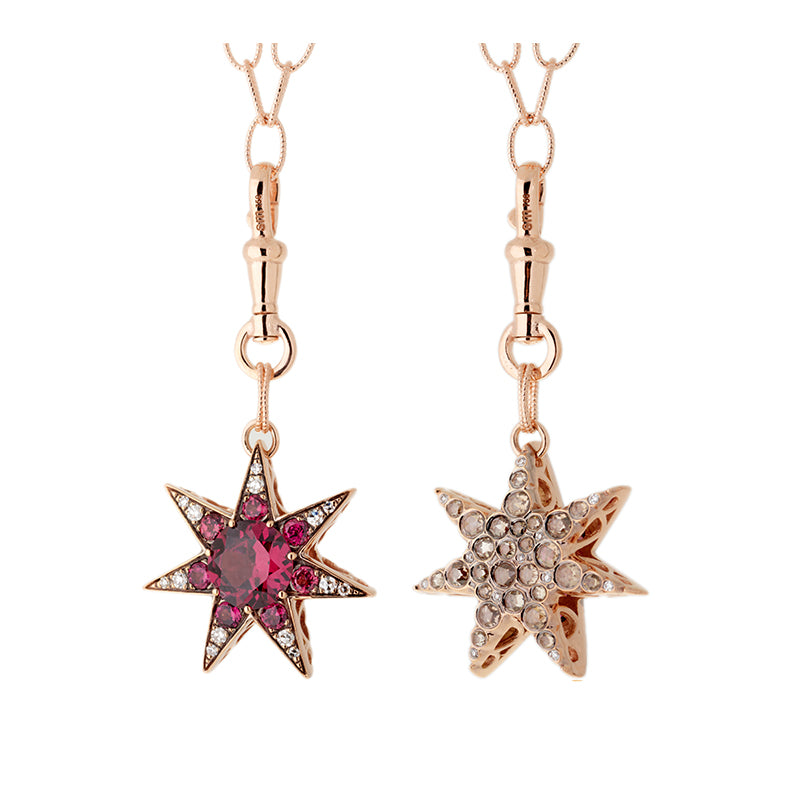 Istanbul Pendant - Rhodolites - Diamonds