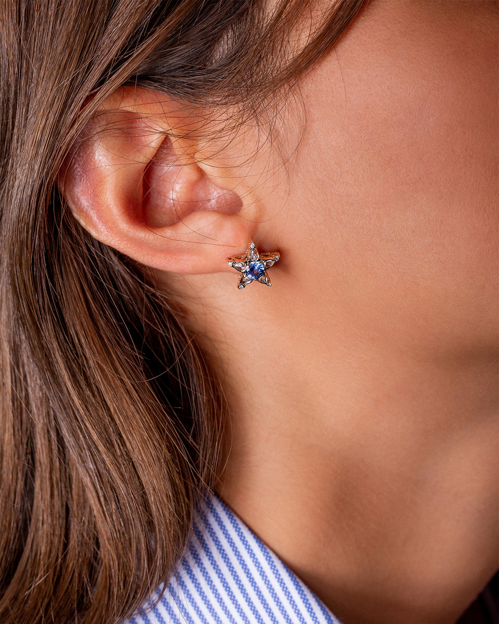 Istanbul Boucle d'Oreille - Saphir Bleu - Diamants