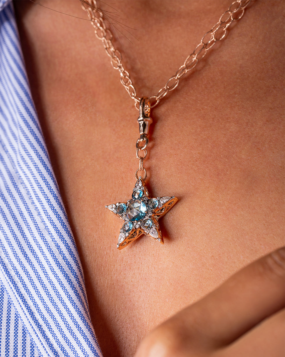 Istanbul Pendant - Blue Sapphires - Hyacinth - Diamonds