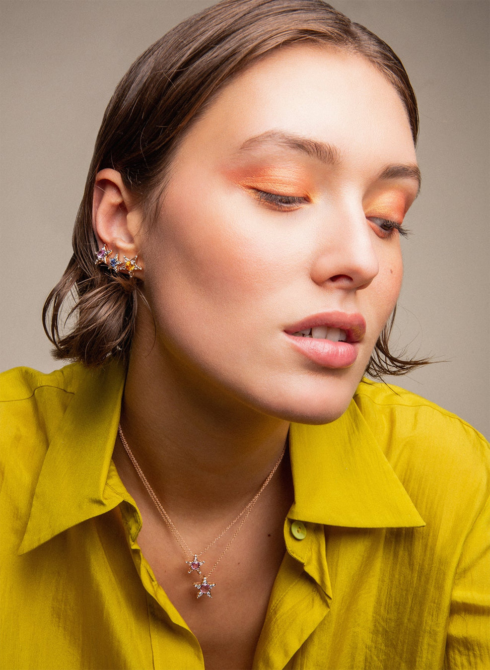 Istanbul Boucle d'oreille - Spessartite - Diamants