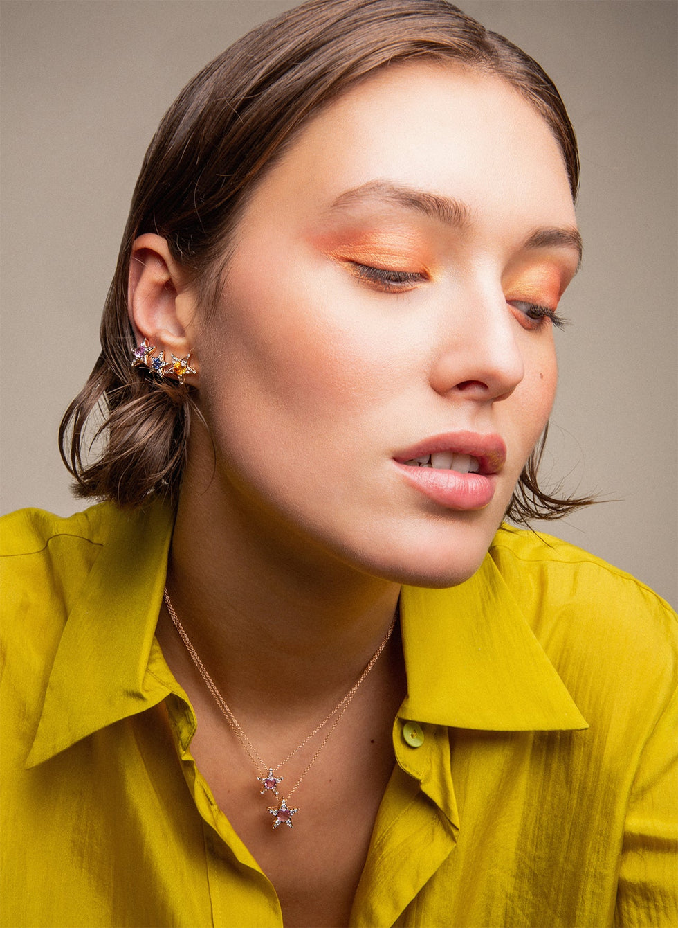 Istanbul Boucle d'Oreille - Spessartite - diamants