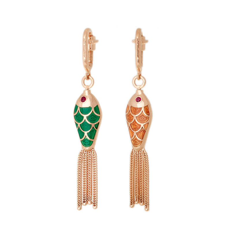 Fish For Love Charm Orange & Vert - Rubis