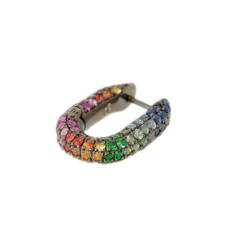 Link Earring - Colored Sapphires - Tsavorites